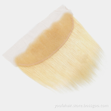 180% Density Cuticle Aligned 30 Inch Honey Blonde Colored HD Lace Frontal Virgin Human Hair Bone Straight 613 Swiss Lace Frontal